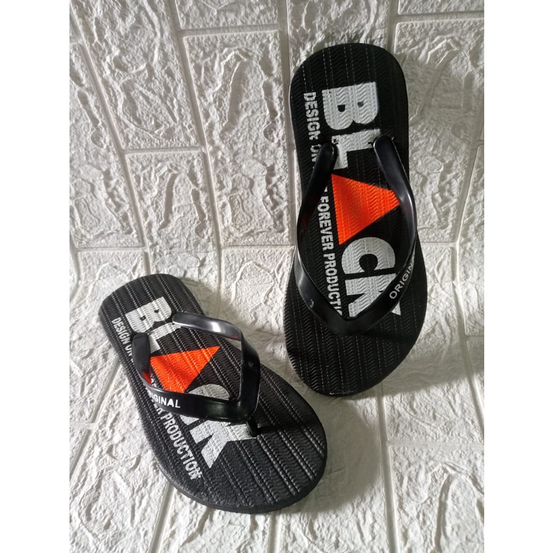 Sandal japit pria motif black seris terbaru