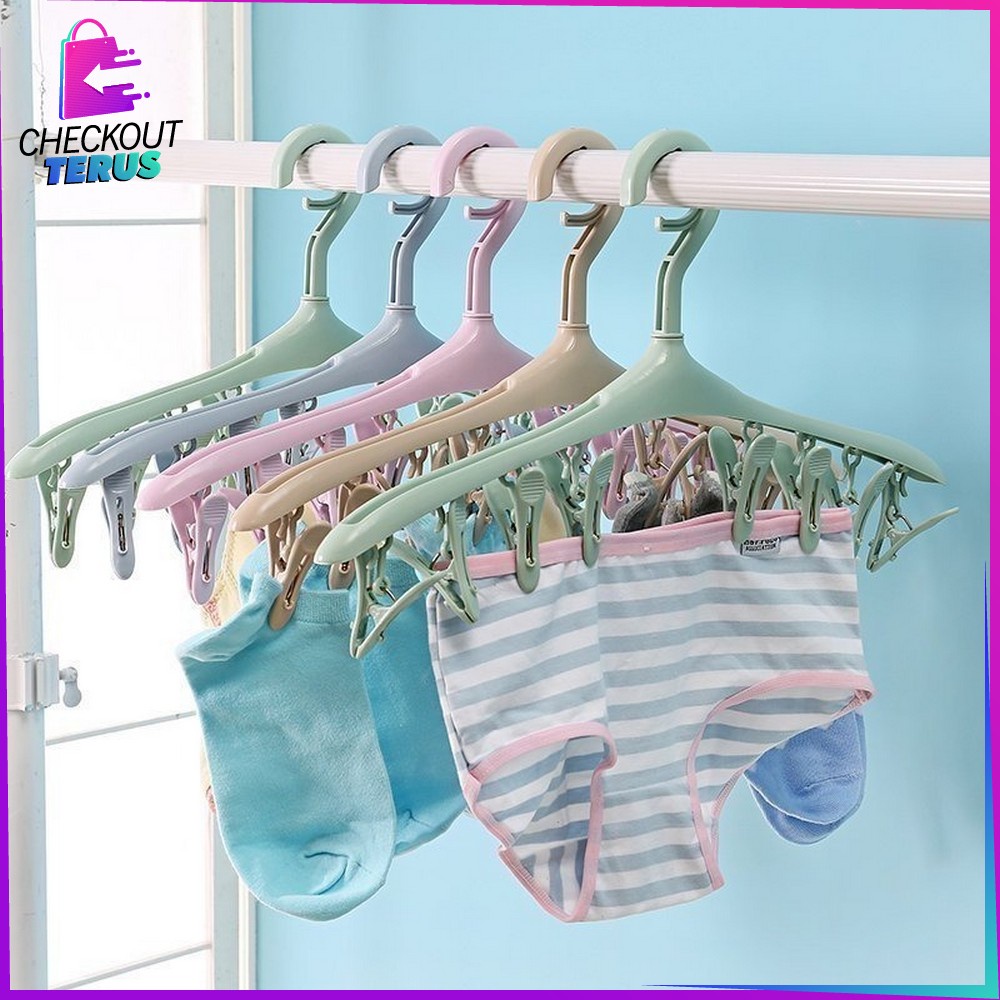 CT C281 Hanger Baju 8IN1 Plastik Tebal Gantungan Jepitan Jemuran Baju Plastik Hanger Kaos Kaki Gantungan Pakaian Dalam Hanger Jepit Jemuran Pakaian