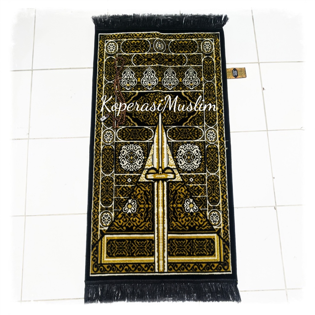 Sajadah Hitam Turki Turkey Premium Ukuran Sedang 55x110cm Kiswah Midi BISA COD