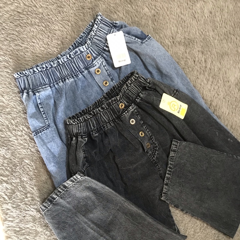 TERMURAH Kulot Jeans Model Kancing Jumbo CELANA CULLOTE JEANS - celana kulot jeans wanita terbaru - 