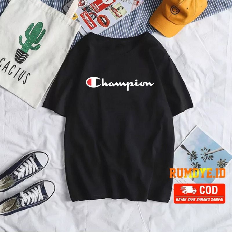 (COD) KAOS CHAMPION I KAOS HITAM MURAH I KAOS PRIA I KAOS WANITA I KAOS TERLARIS Kaos murah Kaos distro murah baju  distro pria t-shirt murah combed30s