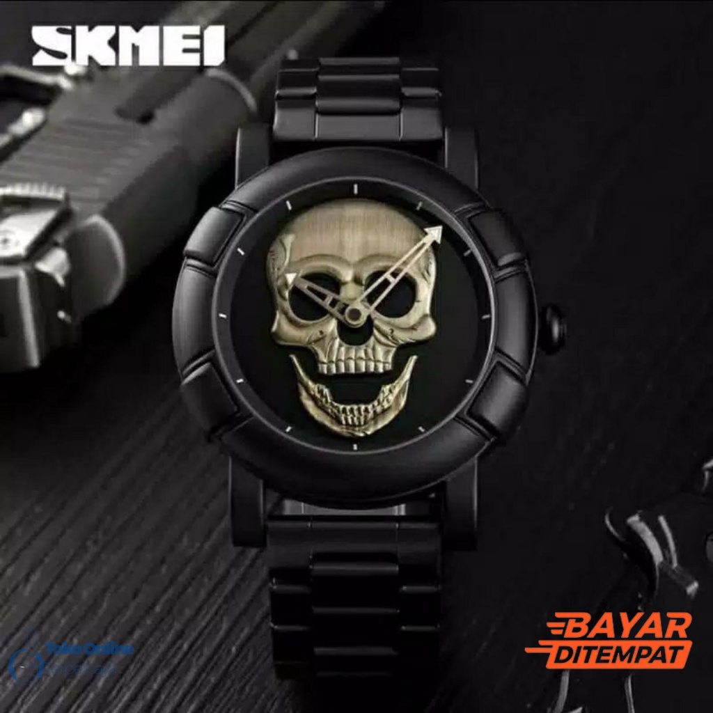 Jam Tangan Pria SKMEI Skull 9178 Analog Tali Rantai Stainless Baru