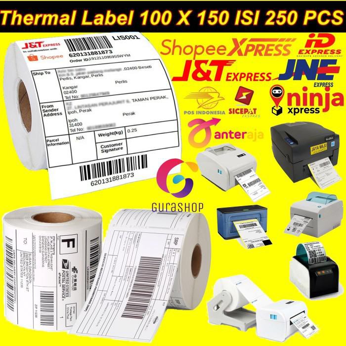 

Kertas / Kertas Label Sticker Thermal Barcode 100 X 150 Isi 250 Ukuran A6