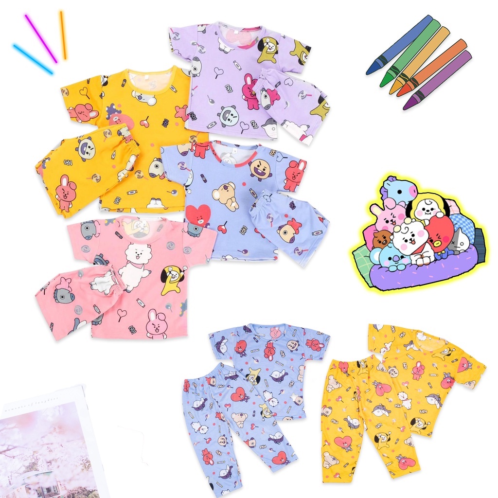 IL - Setelan Anak Unisex / Set Baju Pendek &amp; Panjang / Kaos Anak Motif Karakter