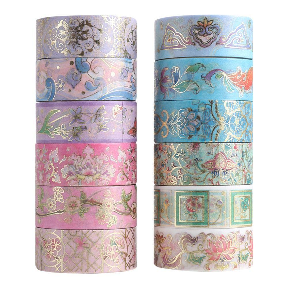 Preva 12Roll/Set Washi Tape Seri Bunga Baru Kreatif Sedikit Segar Kreatif Alat Tulis INS DIY Bahan