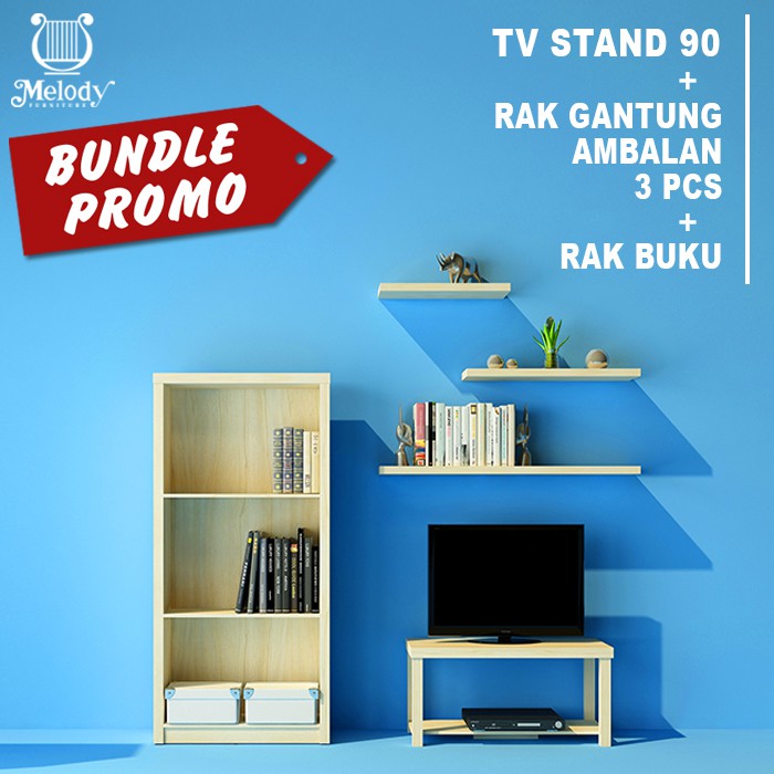 Melody Furniture Paket Promo Meja TV  Stand Rak Gantung  