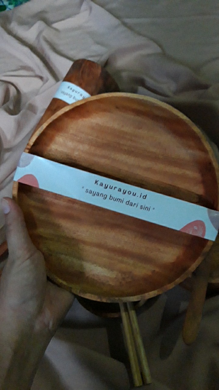 Ready Stock Piring Makan Kayu Premium Mahoni Foodgrade 20 Cm