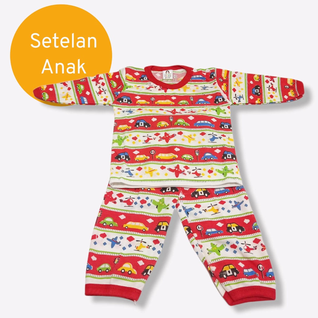 Setelan Piyama Bayi | Baju Tidur Motif Pesawat Tangan Panjang