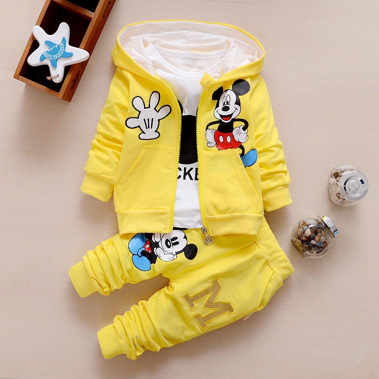 Baju Pakaian Anak Bayi Laki Cowok Perempuan Cewek Murah Import Jaket Kuning Merah Abu 3in1 Mickey