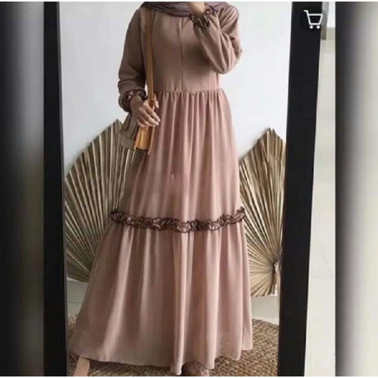 Terbaru  gamis ceruty  ful furing sabrina babydol Full Furing List Renda mewah