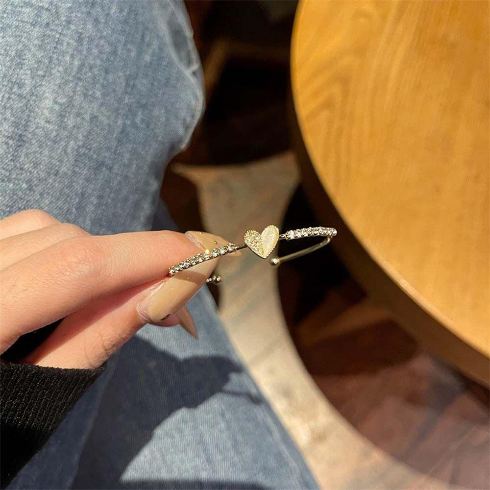 Agustina Women Bracelet Mewah Unik Wanita Hadiah Cinta Hati Perhiasan Aksesoris Bentuk C Berlian Imitasi Korea Bracelets