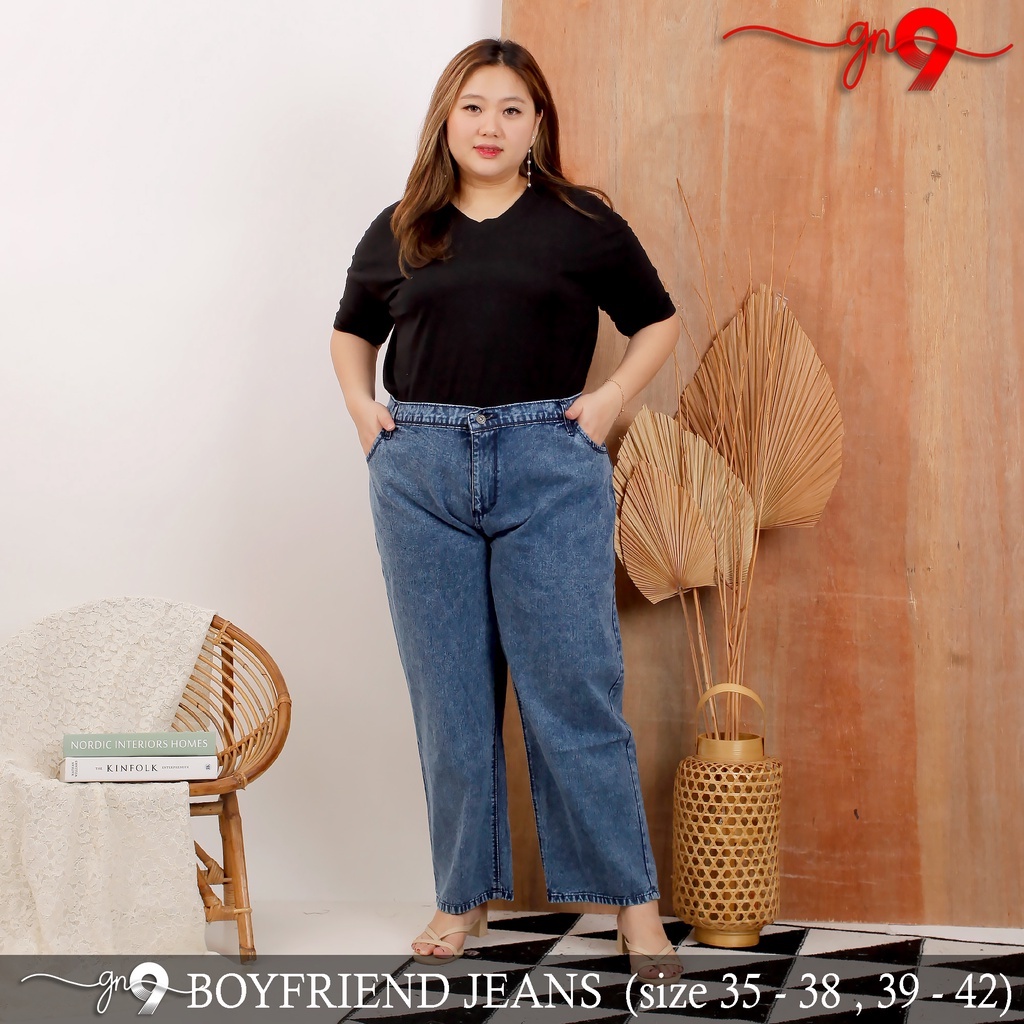 AJCJEANS CELANA Boyfriend Jeans SNOW BLUE Wanita BF PANTS JUMBO BIGSIZE