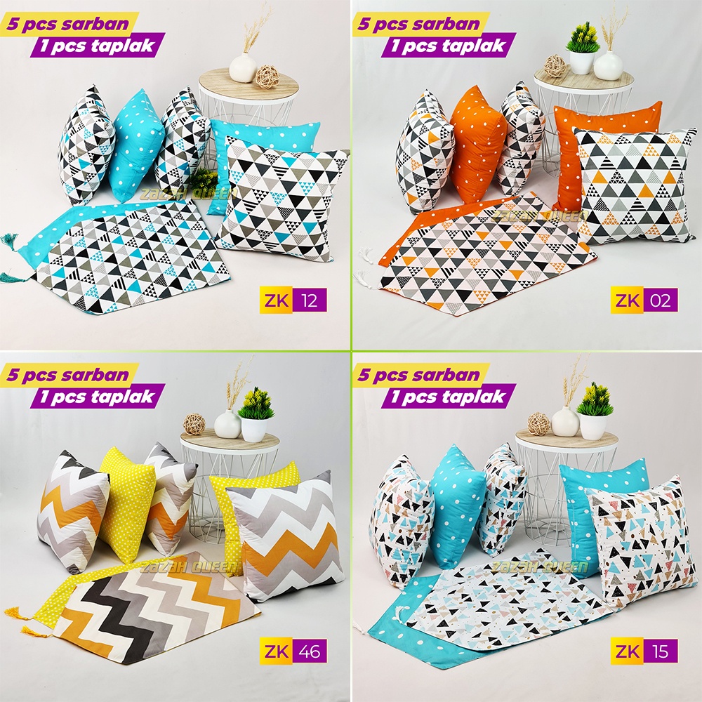 Paket Sarung Bantal Sofa dan Taplak Meja Tamu - Motif Lengkap