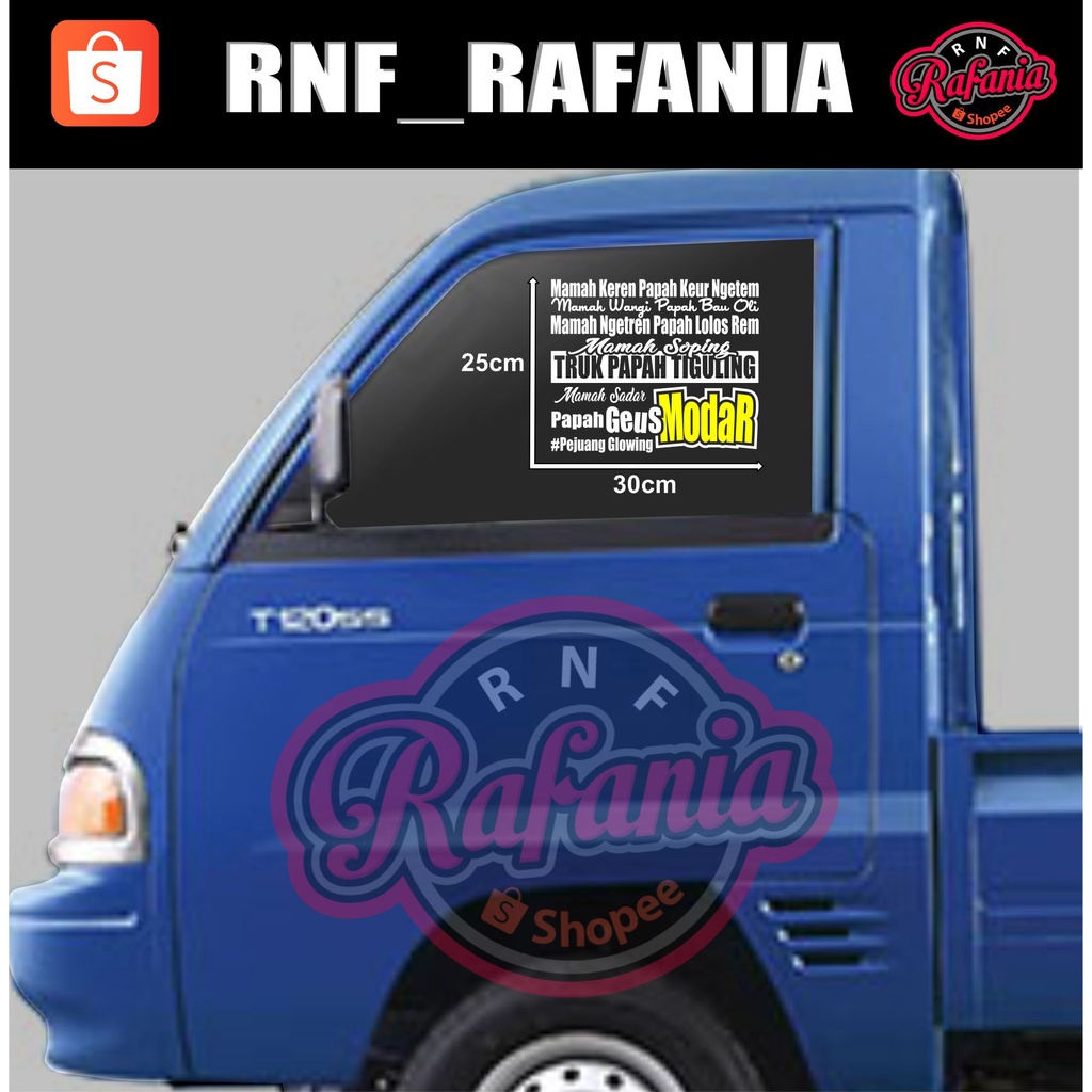 STICKER SKOTLET KACA PINTU/BODY MOBIL TRUCK/PICK UP/L300 Mamah Shopping Truck papah Tiguling