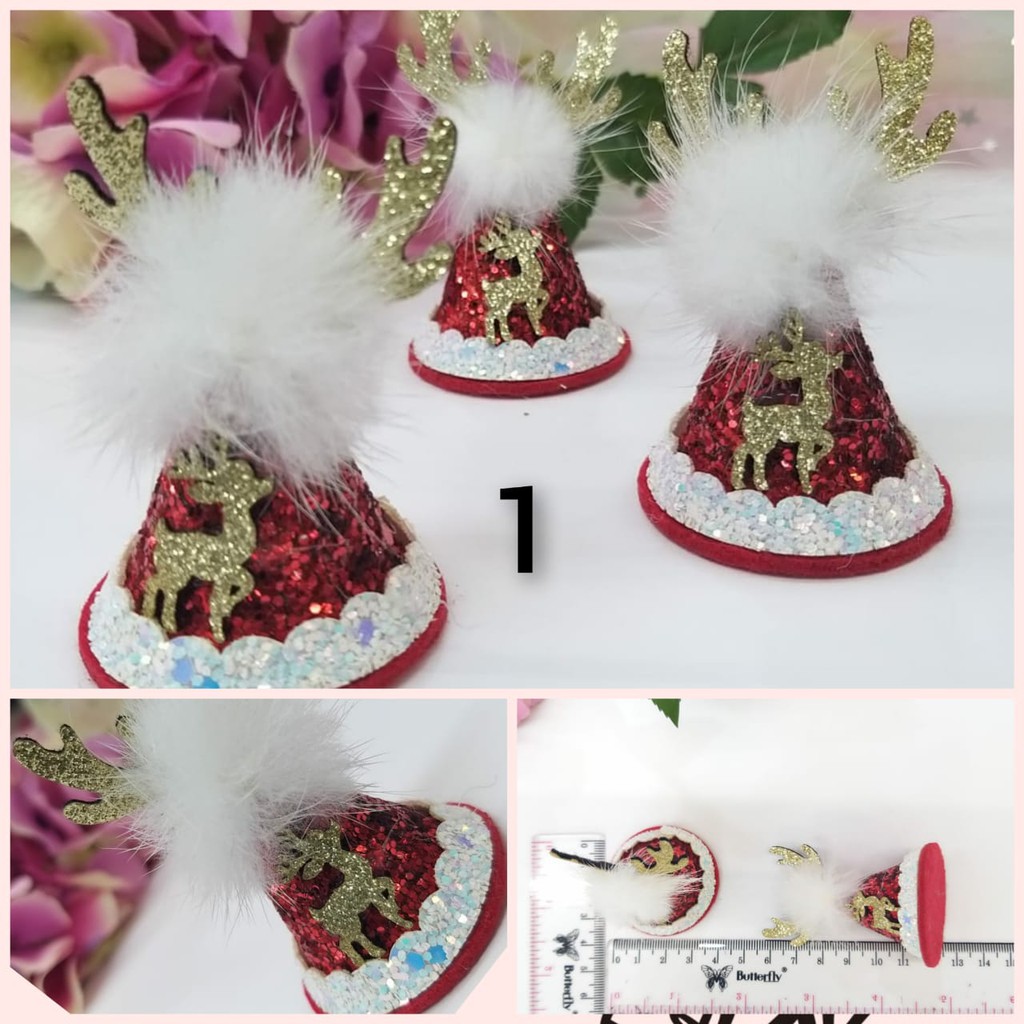 1 BUAH - 6 CM X 4.2 CM APLIKASI NATAL | APLIKASI TOPI MINI