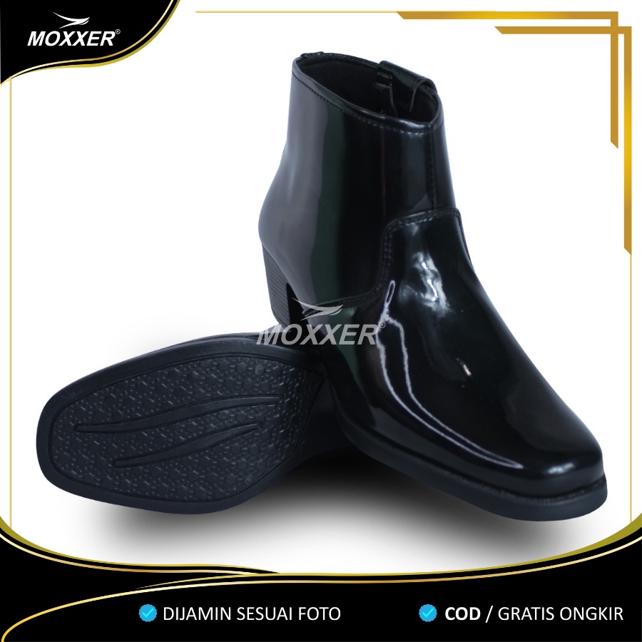 Sepatu PDH Sus Polwan Dinas Kerja Kantoran Wanita Sepatu PNS Guru Hak 5cm Oxfort Hitam Mengkilap Resliting