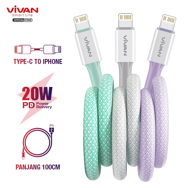 VIVAN Data Cable Type C to Lightning 3A PD20W VLC100-Garansi 1 Tahun