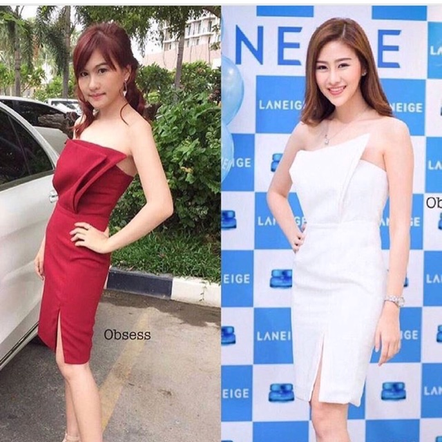 Dress red good quality barang import premium bangkok