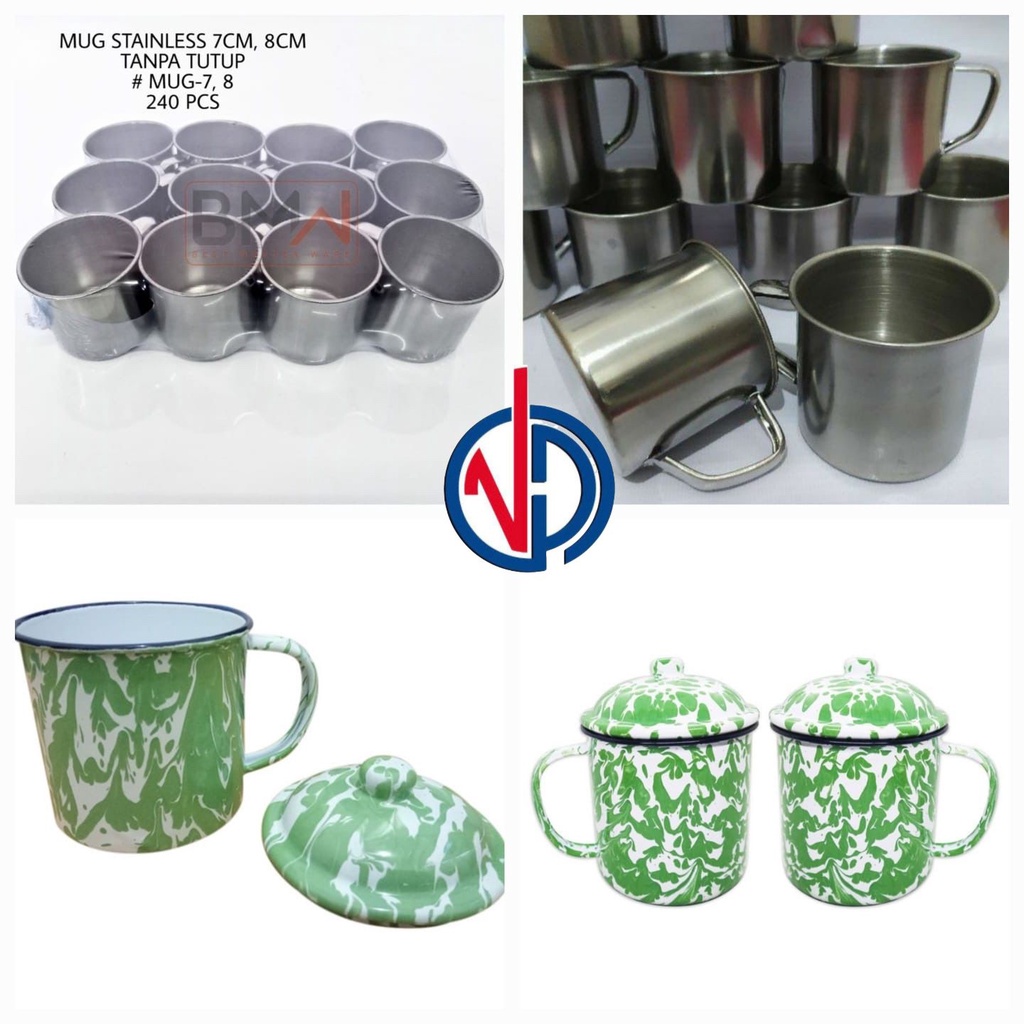 MUG STAINLESS / CANGKIR STAINLESS ISI 10 PCS FREE PACKING DUS VD