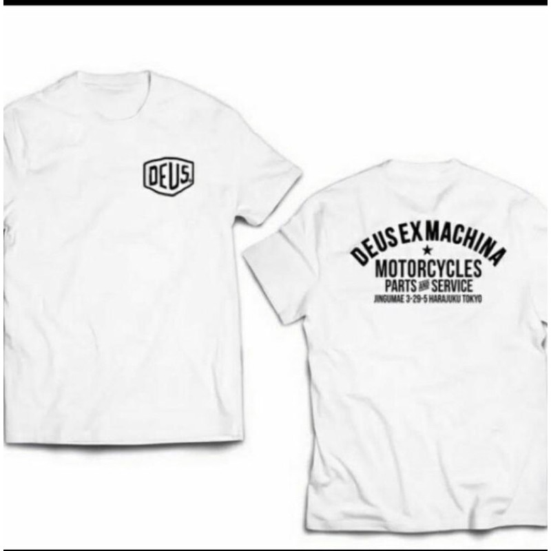 BAJU KAOS TSHIRT PRIA WANITA FASHION DEUS EX MACHINA MOTORCYCLES SPARE PARTS LOGO
