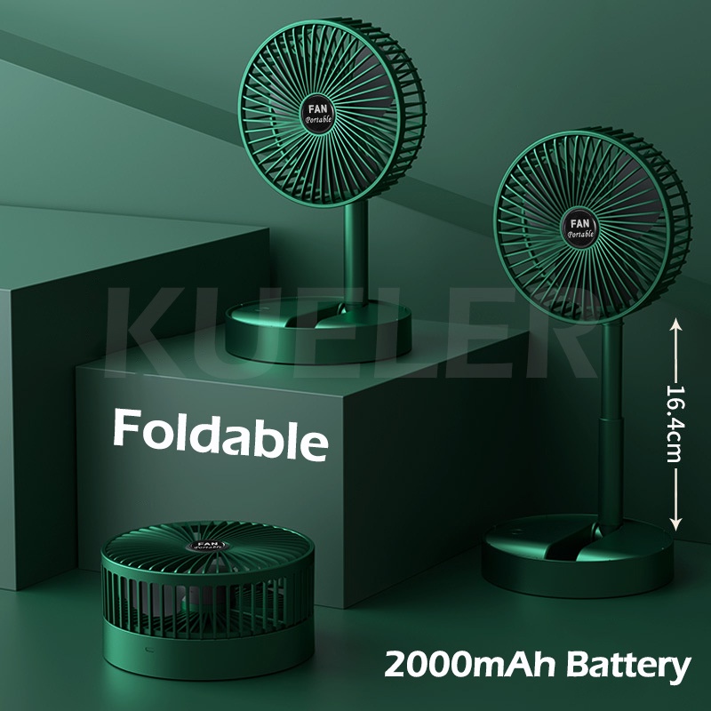 Portable Mini Fan Foldable Telescopic 180 Degree Rotation Mute Kipas Angin with 2000mAh 3 Gears Kipas Mini