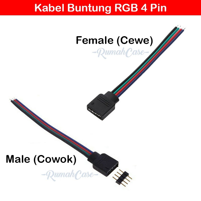 Kabel Buntung Sambung RGB 4 Pin Female LED Strip Konektor Header Cewek Socket Smd 3528 5050 soket