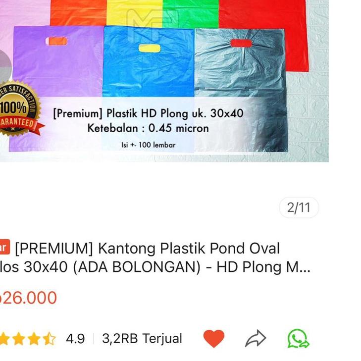 [PREMIUM] Kantong Plastik Pond Oval Polos 30x40 (ADA BOLONGAN) - HD Plong MOTO