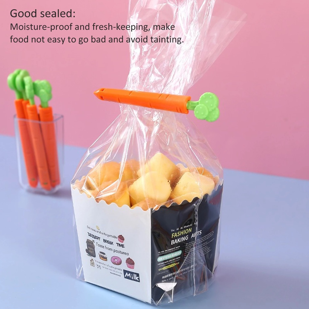 5Pcs/Set Carrot Shape Bag Clips With Magnet Storage Box / Household Snack Bread Bag Moisture-proof Clamps / Kitchen Accessories