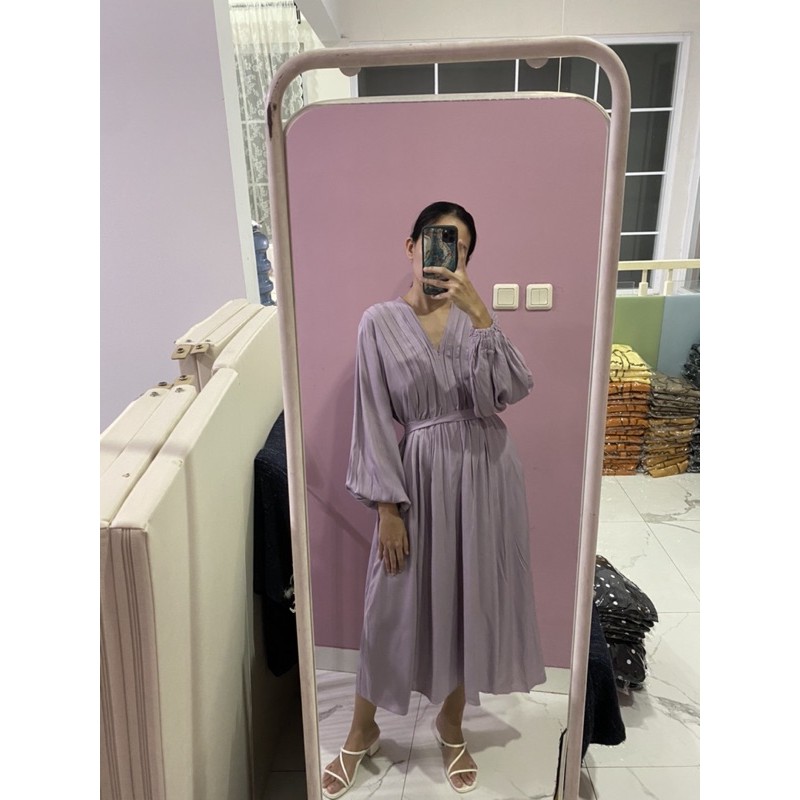 NABO - Kufnat Midi Dress Lilac (Dress Midi Bahan Rayon)