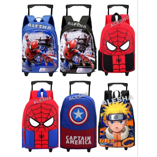 COD TAS TROLI TAS DORONG RANSEL ANAK LAKI-LAKI KARAKTER SUPERHERO - TAS TROLI ANAK - TAS ANAK