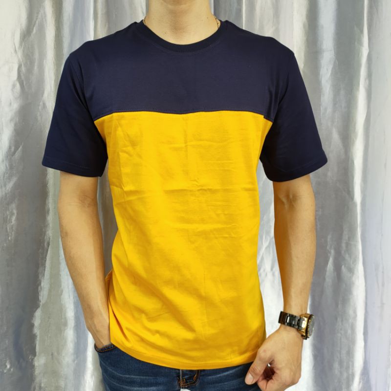 kaos reglan polos kombinasi NAVY-KUNING UK 20 22 S M L XL XXL