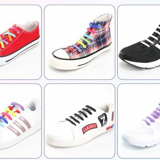 Tali Sepatu Elastis Silikon Shoelace Silicone Untuk Pria Wanita Anak Dewasa Sneakers Kekinian keren