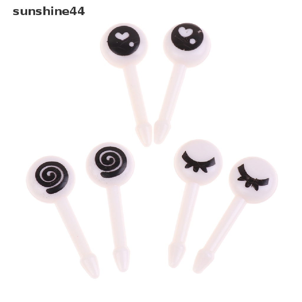 Sunshine 10Pcs / Set Garpu Buah / Makanan Mini Bentuk Mata Kartun Lucu