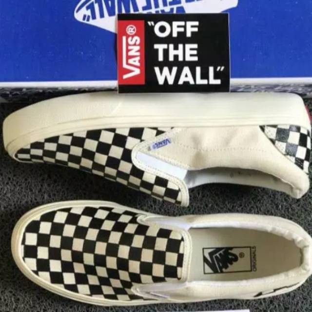 MADE IN CHINA Paket 100% Import Vans Slip On Mono Checkerboard