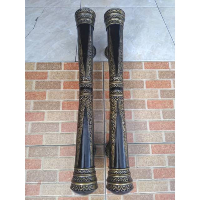 Pull Handle / Handle Pintu Aluminium Black Antik Motif Ukir 55 cm Juwana