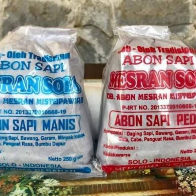 

Abon MESRAN Sapi Khas Solo (Manis/Pedas) - Oleh oleh tradisional