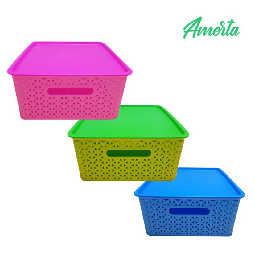 OSJ - Keranjang serbaguna dengan tutup ukuran M - Keranjang AMERTA