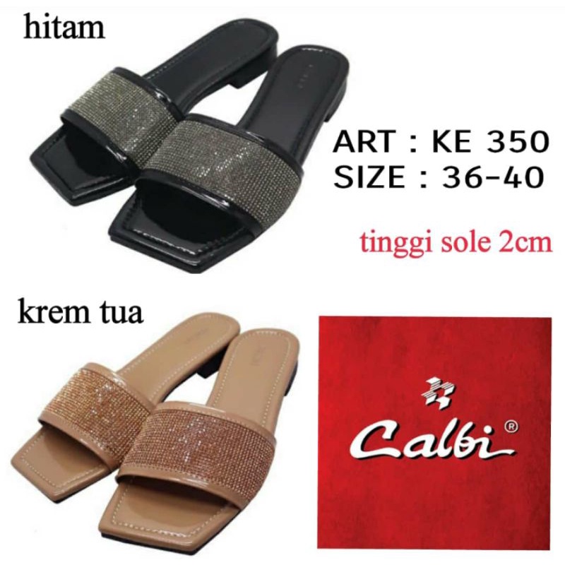 TERBARU SANDAL SLIP PERMATA ORIGINAL CALBI KE 350 WARNA HITAM DAN KREM  SIZE 36-40 SANDAL KASUAL TERMURAH