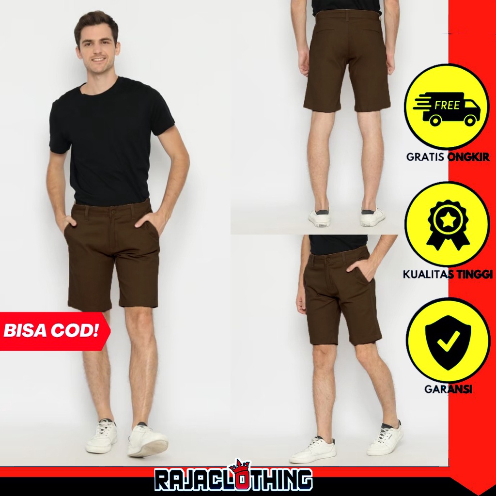 RCL - Chino Short Pants Brown / Celana Chino Coklat Pendek Pria - Chino Premium Big Size S.M.L.XL 27 Sampai 34 Bahan Melar Impor