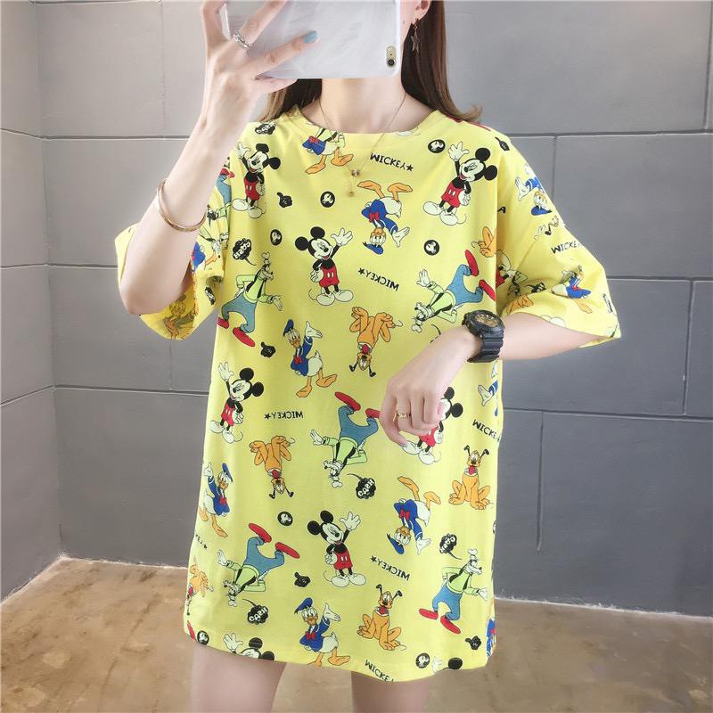 Oversize Tee Tshirt   Wanita Model Longgar Motif Mickey Donald