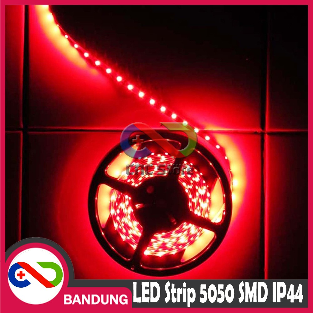 LAMPU LED STRIP LIGHT MERAH 5050 SMD IP44 OUTDOOR 5 CM WATERPROOF