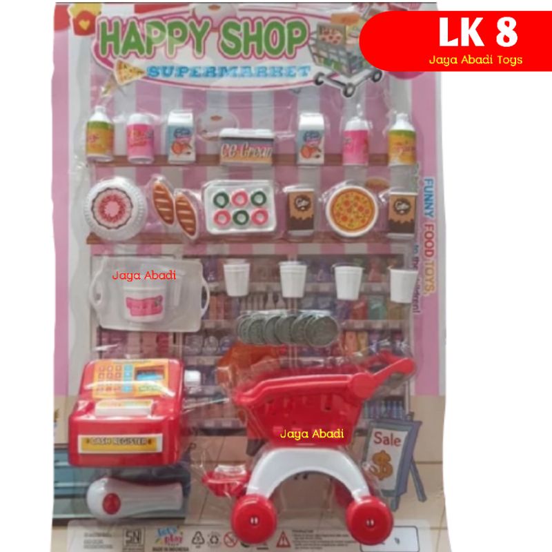 LK 11 - Mainan Supermarket Cash register Mini Mesin Kasir dan Keranjang Trolly Belanja LK11