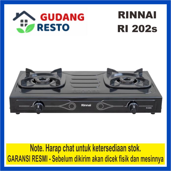 RINNAI RI-202s KOMPOR GAS / LPG 2 TUNGKU / MATA TEFLON RI202s / RI 202 SUN BURNER