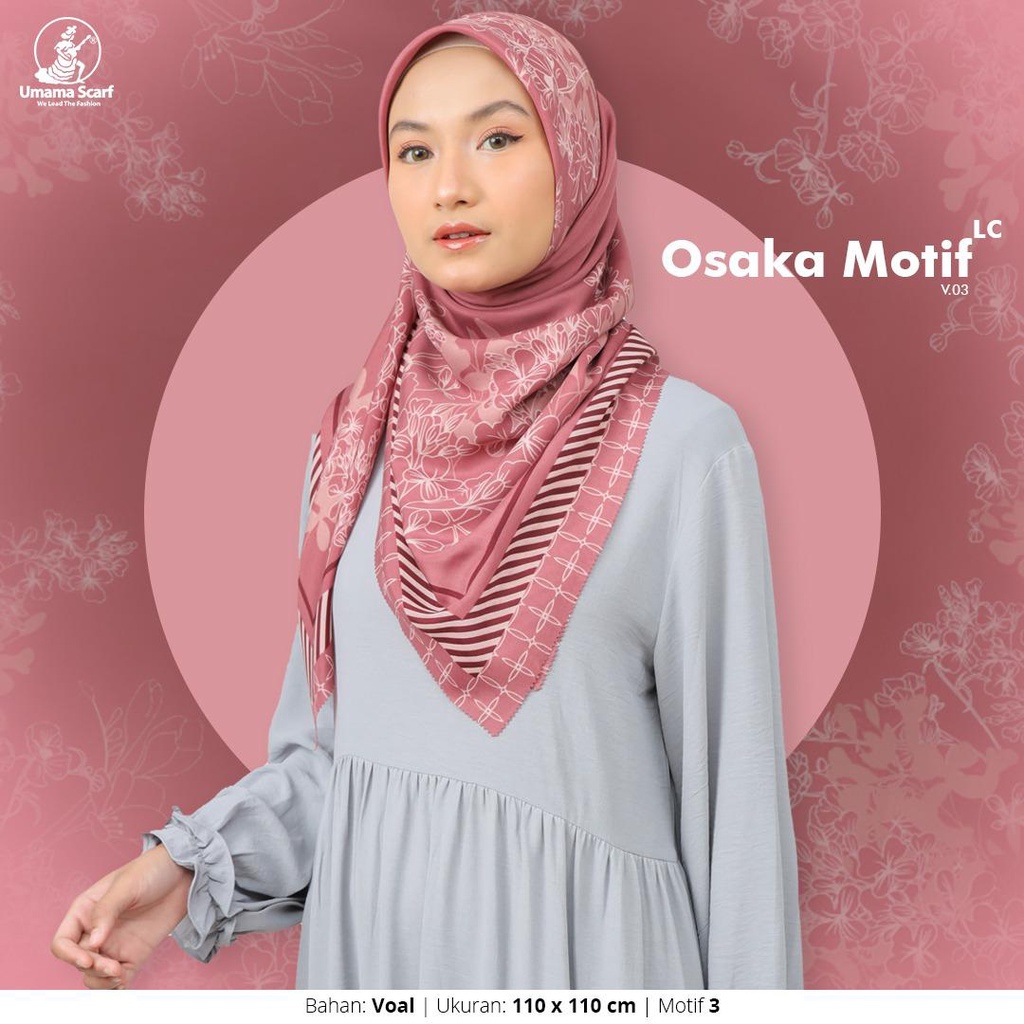 HIJAB UMAMA OSAKA MOTIF LC, KERUDUNG SEGI EMPAT UMAMA OSAKA MOTIF LASERCUT, JILBAB MOTIF SEGI EMPAT PINGGIRAN LASERCUT