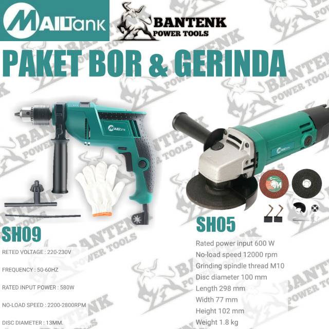 PAKET MESIN BOR 13MM DAN GERINDA MAILTANK BOR DAN GURINDA MAILTANK PAKET MURAH