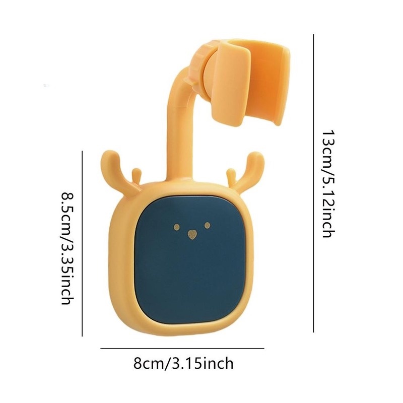 Bracket Holder Kepala Shower Bentuk Kartun Rusa Bahan ABS Dengan Perekat Dapat Disesuaikan Untuk Kamar Mandi