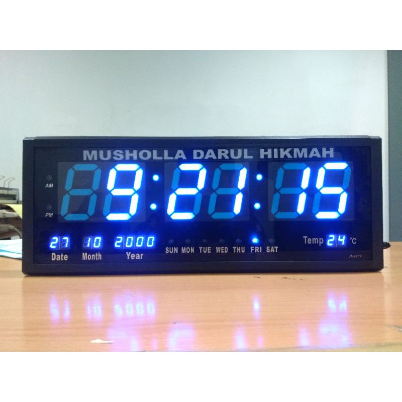 JAM DINDING DIGITAL Sonifer SMS-4819 LED HIJAU / BIRU 48 x 19 cm (+) FREE CUSTOM NAMA