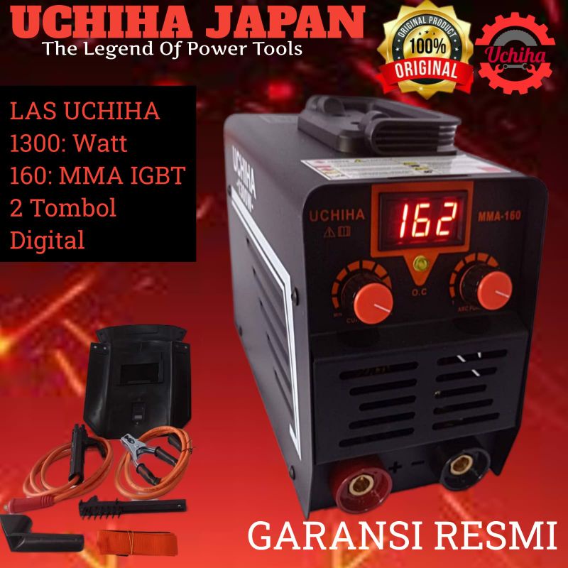 Mesin Las Listrik UCHIHA JAPAN 1300 Watt IGBT 160A low watt UCHIHA PROMO 2 TOMBOL JOSS CANGGIH
