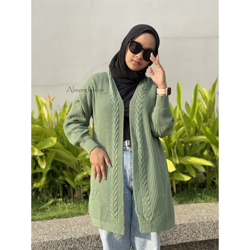 Loretta Cardi / Cardy Cable / Long Oversize Cardigan / Cardigan Wanita Premium