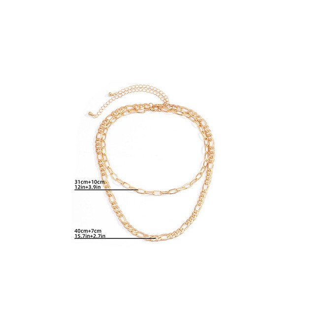 LRC Kalung Fashion Golden Multilayer Tassel Alloy Necklace P78395